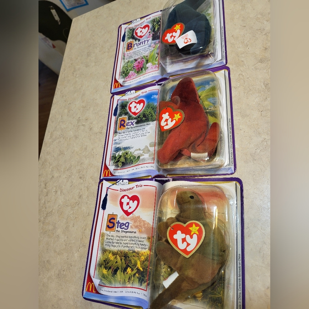 McDonald's Teenie Beanie Baby Dinosaur Trio Collection Set of 3 from 2000